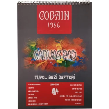 Bordo Sanat Cobain 1986 Canvas Pad Tuval Bezi Defteri Akrilik Yağlıboya Guaj