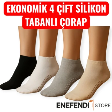 4 Çift Kaydırmaz Unisex Yoga, Pilates, Tavaf Çorabı | Spor Patik Çorap Beyaz|Gri |Siyah |Bej