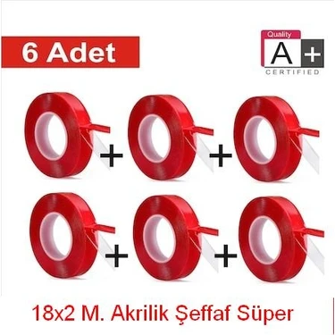 Atmaca Çift Taraflı Bant Şeffaf Silikon Bant 18X2 M ( 6