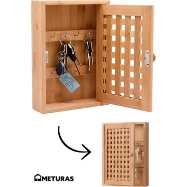 Meturas Bambu Duvar Tipi Anahtarlık Kutusu 27.2 x 19.1 x 6.3