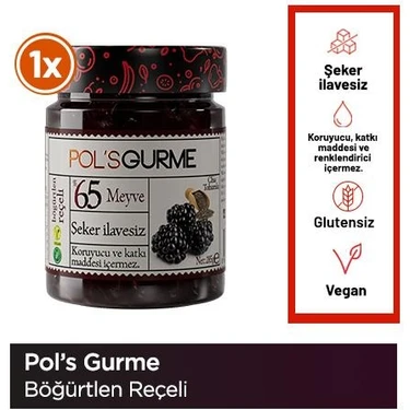Pol's Gurme Şeker Ilavesiz Böğürtlen Reçeli 285 G En Az %65 Böğürtlen İçerir