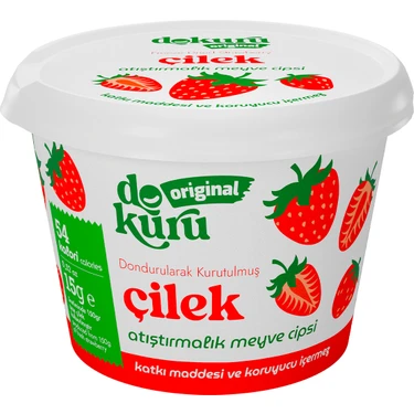 Dokuru Original Çilek Atıştırmalık Meyve Cipsi - Dondurularak Kurutulmuş Çilek - Freeze Dried