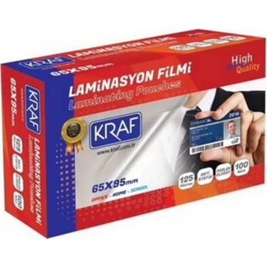 Kraf Laminasyon Filmi 65X95 Mm 125 Mikron 100 Adet Parlak ve Dayanıklı
