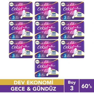 Orkid Platinum Anne-Kız Hijyenik Ped Paketi Uzun Extra (Boy 3) Dev Ekonomik Paket 60