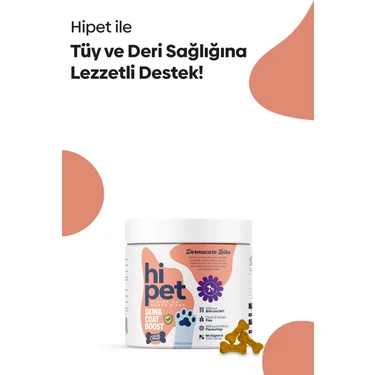 HiPet Köpekler için Deri ve Tüy Sağlığını Destekleyen Çiğnenebilir Tablet – Zerdeçal, Omega 3-6, E