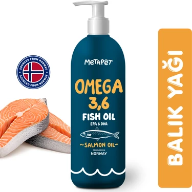 Metapet Köpekler Için Balık Yağı, Premium Norveç Somonu Yağı, Omega 3 ve 6, Yüksek