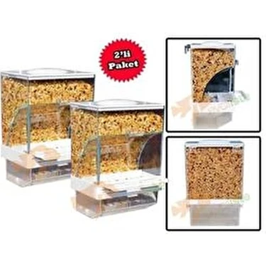 Garden Mix Kuşlar İçin Akıllı Yemlik 2 Adet Şeffaf Tasarım ve Yüksek Depolama