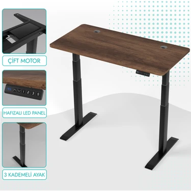 Karr Office O-Flex Duo Çift Motorlu Elektrikli Yükseklik Ayarlı Masa - 120x60 -