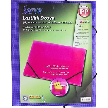 Serve A4 Lastikli Dosya Mor