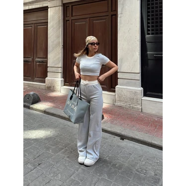 Pazarcan Crop Pantolon Biyeli Takım