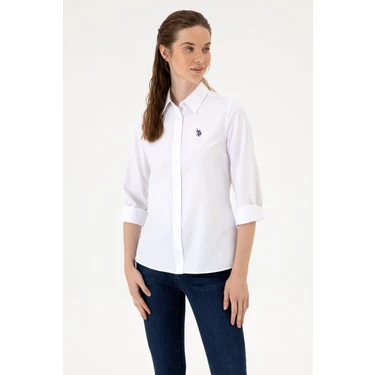 U.S. Polo Assn. Kadın Beyaz Uzun Kollu Basic Gömlek