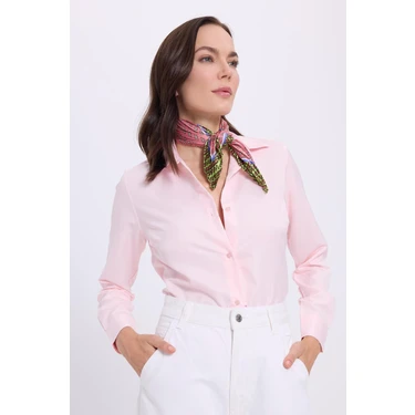 Tudors Kadın Slim Fit Dar Kesim Vücuda Oturan Uzun Kollu Pembe Basic