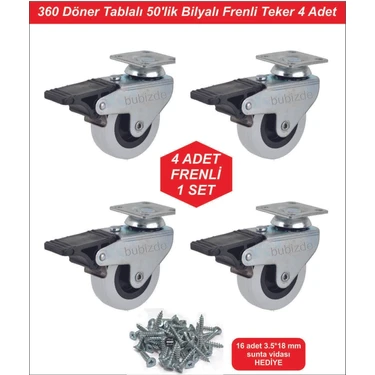 4 Adet Frenli Döner Tablalı 50'lik Bilyalı Masa Dolap Sehpa Mobilya