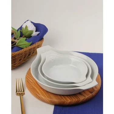 Porland Porselen Beyaz Sahan Set 21cm - 17cm -