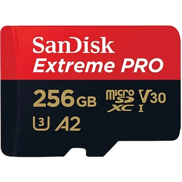 SanDisk Extreme Pro 256 gb 200/140 mb/s microSDXC UHS-I A2 V30 Adaptörlü Hafıza Kartı