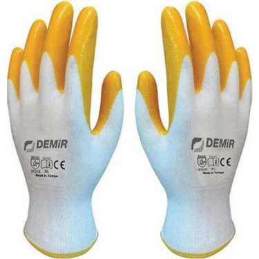 Demir Safety Sarı Nitril Inşaat Tarım Montaj Iş Eldiveni 12 Çift
