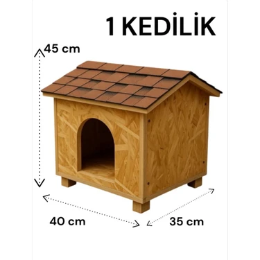 Narım Kedi Evi Kedi Yuvası Kedi Barınağı Isı ve Su Yalıtımlı Iç ve Dış Mekan 45X40X35