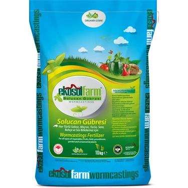 EkosolFarm Organik %100 Solucan Gübresi 10 Kg. Tüm Bitkilerde Kullanıma Uygun Organik