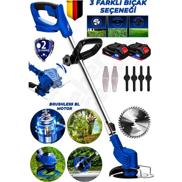 Lieber German Mrs Blu 21 Volt 2 Ah Bl Kömürsüz Motor 2x Batarya Ot Çim Çalı Kenar Biçme Tırpan