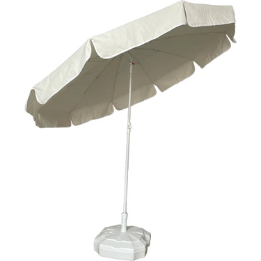 Mega Şemsiye 10 Telli Kalın Polyester Kumaşlı Balkon, Plaj Şemsiyesi (Bidon