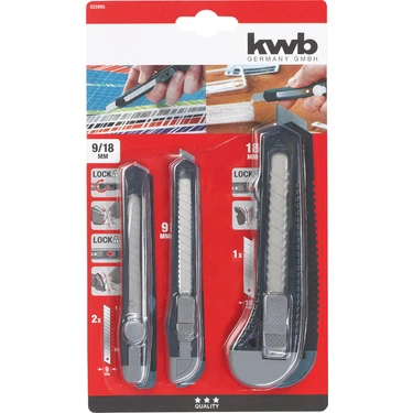 Kwb  3'lü Maket Bıçağı Seti -9mm /