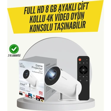 Kablosuz 4K Projeksiyon – Wi‑fi 6 & Bluetooth 5.0 ile Oyun ve Uygulama