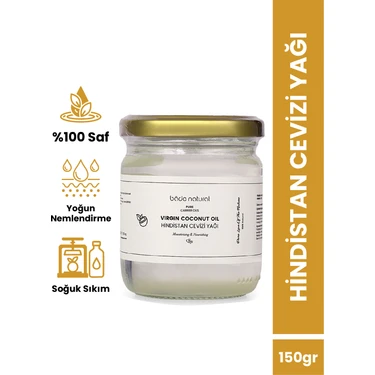 Bade Natural %100 Saf Hindistan Cevizi Yağı Soğuk Sıkım 150 g Nemlendirici Etki ile Vücut Bakım