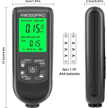 Aesco HW-300PRO Araba Boyası Film Otomatik Kalınlık Ölçer 0-2000UM Fe & Nfe Kaplama Kalınlık Test