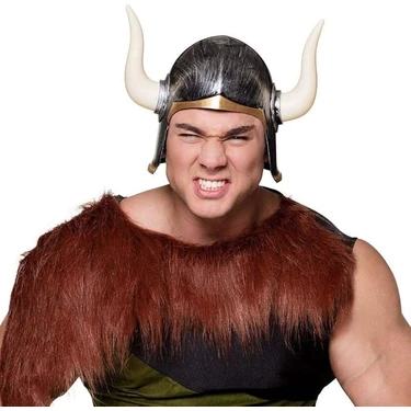 Aesco Mega Boynuzlu Viking Ivar Kaskı Eskitilmiş Desen Gümüş