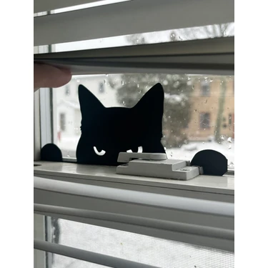 3Dekor Siyah Kedi Silüeti Pencere
