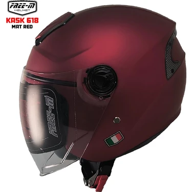Free-M 618 Yarım Kask Mat Kırmızı(Güneş