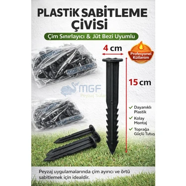 Mgf Plast Mgf 50 Adet Çim Ayırıcı Kazığı 15 cm Çim Ayracı Kazığı Çim Sınırlayıcı Kazığı Bordür