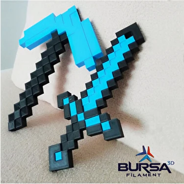 BURSA3DFILAMENT Minecraft Diamond Pickaxe,sword Set 25CM/ Elmas Kazma-Kılıç