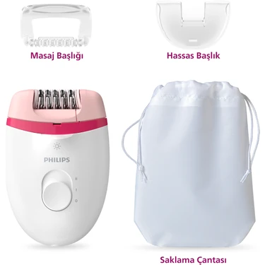 Philips BRE255/05 Satinelle Essential Kablolu Kompakt Epilatör Yıkanabilir Başlık ve 3 Hız