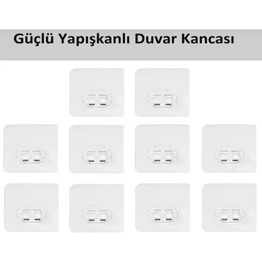 10 Adet Güçlü Yapışkanlı Askı Tırnaklı Askı Ultra Güçlü Sticker