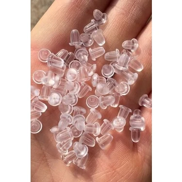 Dora Accessories 200 Adet(100 Çift) Silikon Küpe Arkalığı, Küpe Pistonu, Küpe Arkası 6x5