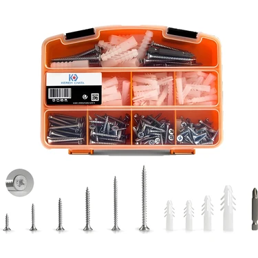312 Parça 12 Çeşit Vida ve Dübel Seti -