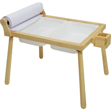 Joy Kids Toy Rulo Aparatlı Doğal Ahşap Duyusal Çocuk Aktivite Masası Oyun