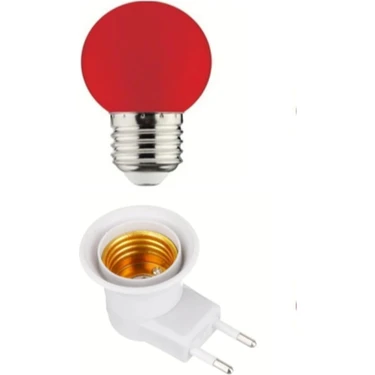Anahtarlı Duy Fişli + 1W Tasarruflu E27 LED Gece Lambası Kırmızı