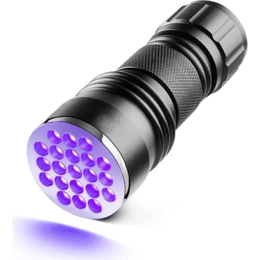 21 LED 395NM Güneş Işığı Eltraviyole Uv El Feneri - Siyah Fener - Evcil Hayvan Otel Ev Temizlik