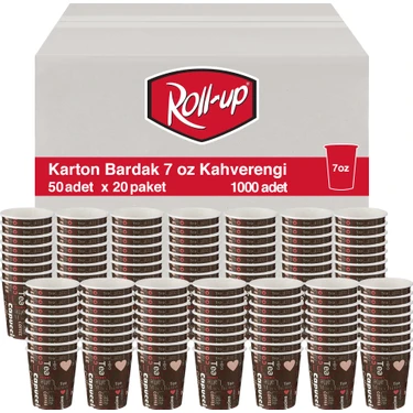 Roll-Up Karton Bardak 7 oz Kahverengi 50li 20 Paket (1000