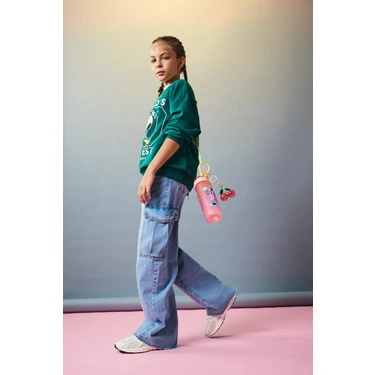 DeFacto Wide Leg Kargo Geniş Paça Jean Pantolon Kız Çocuk