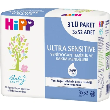 Belle Fusion Mey Ithalat® Ultra Sensitive Yenidoğan Temizlik ve Bakım Mendili 3lü 156