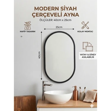 Ant Home Çerçeveli Ayna, Duvar Aynası, Masa Aynası, Minyatür 40X25