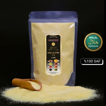 Hanzade Bitkisel Toz Jelatin 1 kg %100 Saf Sığır Jelatini 240 Bloom Helal