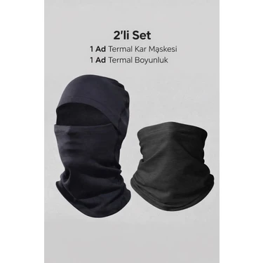 Umut Tekstil Termal Kar Maskesi ve Termal Boyunluk 2'li Set,unisex Termal Kar Maskesi ve Termal