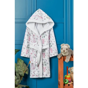 Vevien Home Happy Animals Dijital Baskılı Çocuk Bornozu 11-12