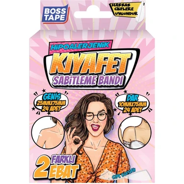 Boss Tape 48'li Kıyafet Sabitleme Dekolte Kapama Bandı Kaydırmaz Çift Taraflı Dar Ve Geniş
