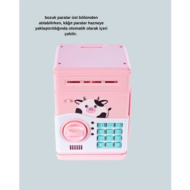 isiltikidsmoda Çocuklar Için Pembe Atm Görünümlü Elektronik Kumbara -
