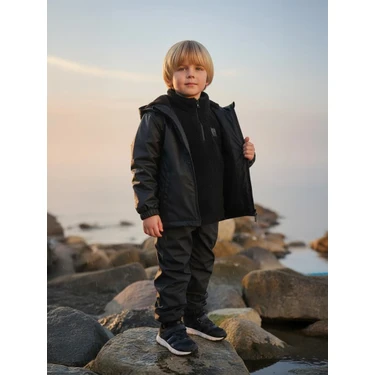 Civil Boys Içi Polarlı Basic 6-9 Yaş Yağmurluk - Siyah 9-10